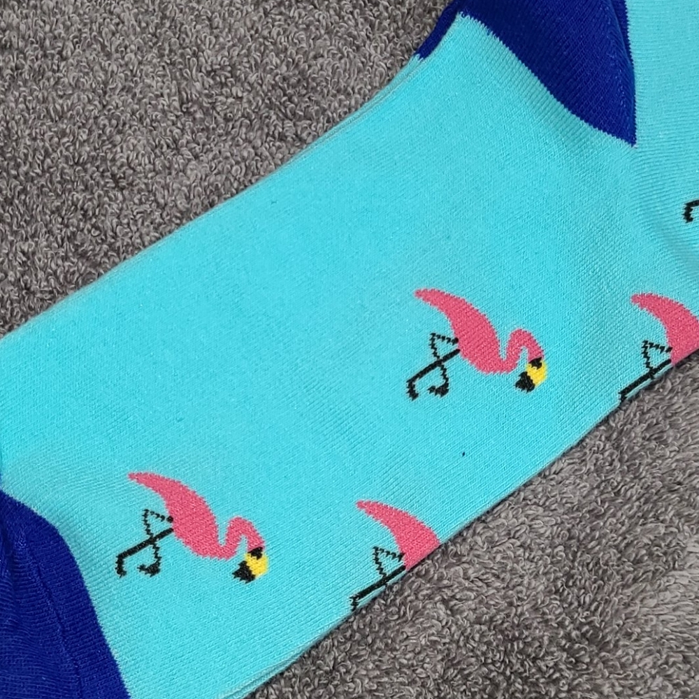 Pink flamingos! Blue toe socks - Picture 13 of 16